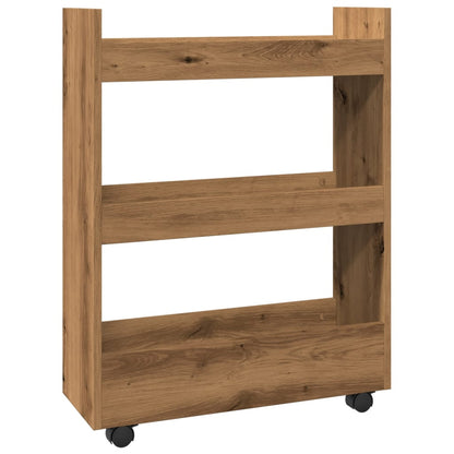 Narrow Storage Trolley 3 Tier Artisian Oak Engineered Wood