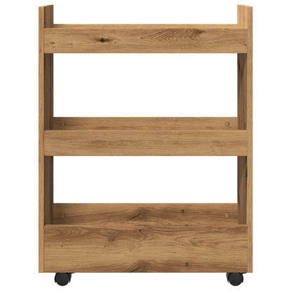 Narrow Storage Trolley 3 Tier Artisian Oak Engineered Wood