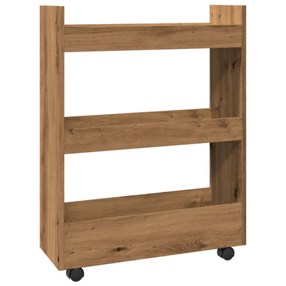 Narrow Storage Trolley 3 Tier Artisian Oak Engineered Wood