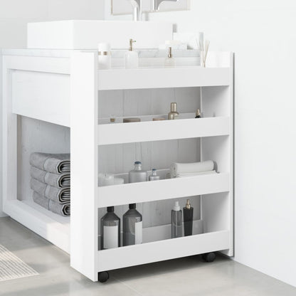 Narrow Storage Trolley 4 Tier White Engineered Wood