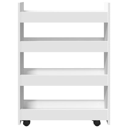 Narrow Storage Trolley 4 Tier White Engineered Wood