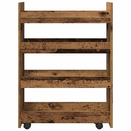 Narrow Storage Trolley 4 Tier Old Wood Engineered Wood