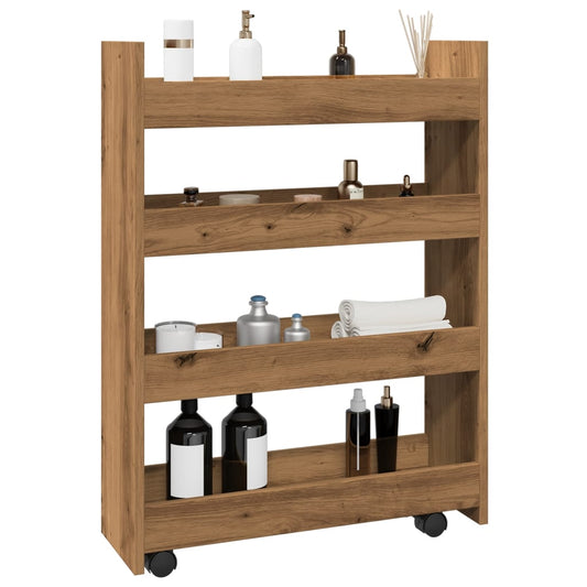 Narrow Storage Trolley 4 Tier Artisian Oak Engineered Wood