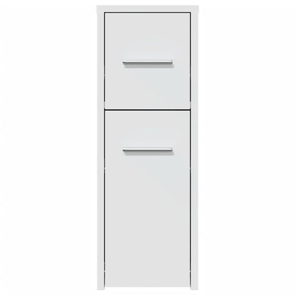 Narrow Bathroom Cupboard with Wheels White Engineered Wood