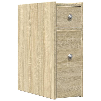 Narrow Bathroom Cupboard with Wheels Sonoma Oak Engineered Wood