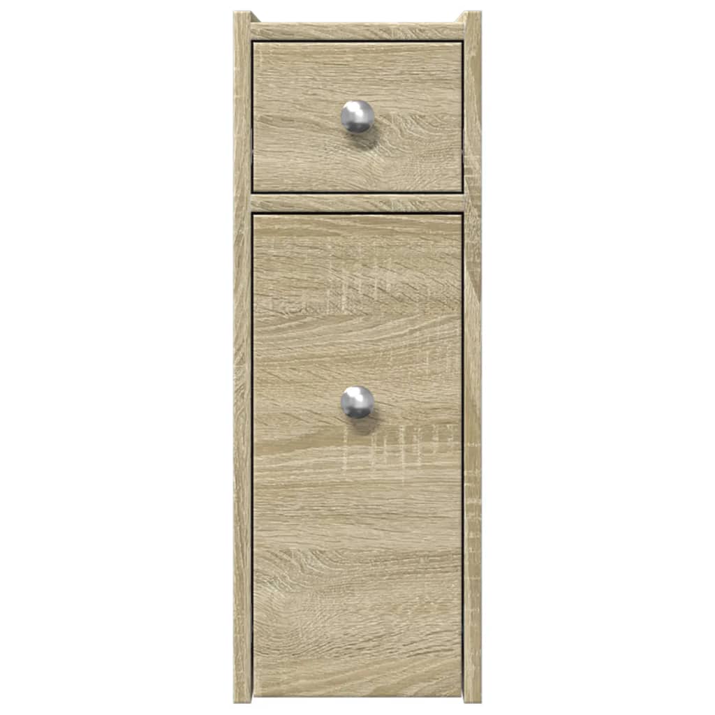 Narrow Bathroom Cupboard with Wheels Sonoma Oak Engineered Wood