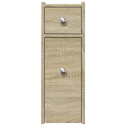 Narrow Bathroom Cupboard with Wheels Sonoma Oak Engineered Wood