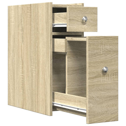 Narrow Bathroom Cupboard with Wheels Sonoma Oak Engineered Wood