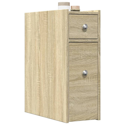 Narrow Bathroom Cupboard with Wheels Sonoma Oak Engineered Wood