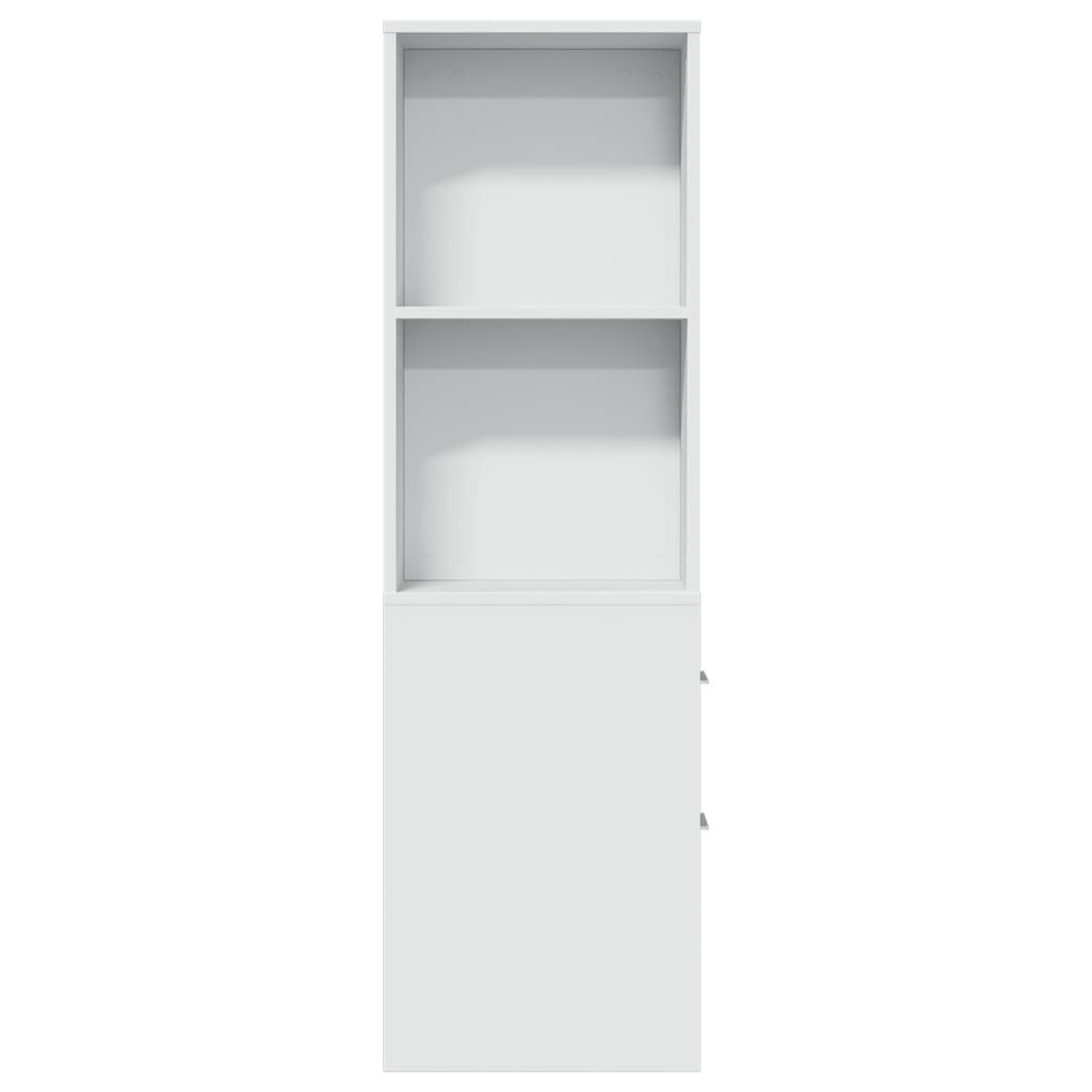 Narrow Bathroom Cupboard with Wheels White Engineered Wood