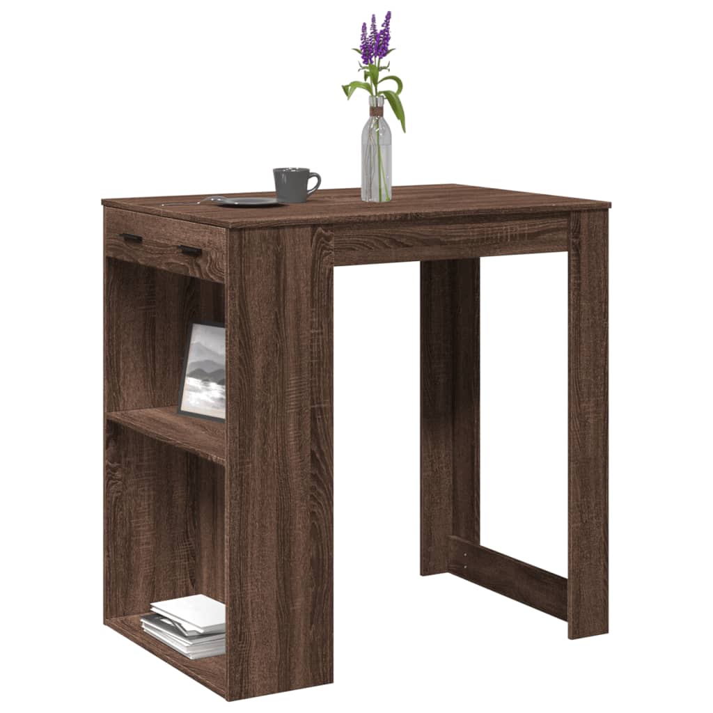 Bar Table Brown Oak 102x70x103.5 cm Engineered Wood