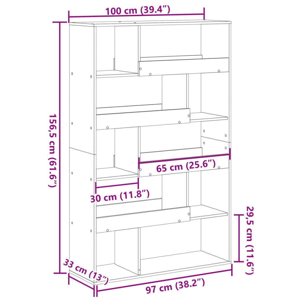 Bookcase Sonoma Oak 100x33x156.5 cm Engineered Wood