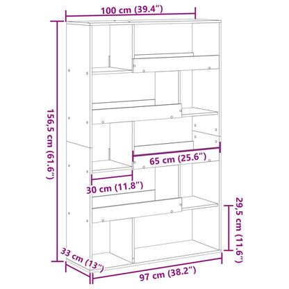 Bookcase Smoked Oak100x33x156.5 cm Engineered Wood