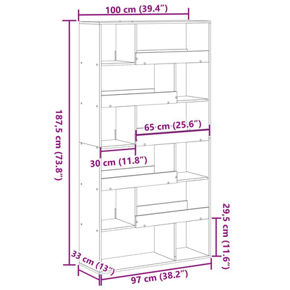 Bookcase White 100x33x187.5 cm Engineered Wood