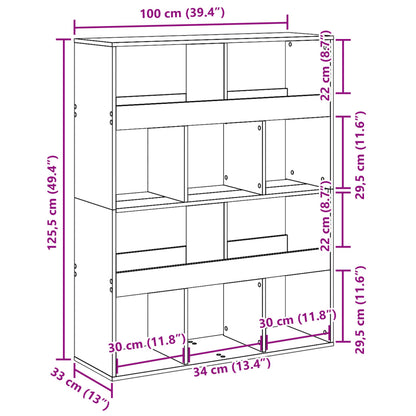 Bookcase Grey Sonoma 100x33x125.5 cm Engineered Wood