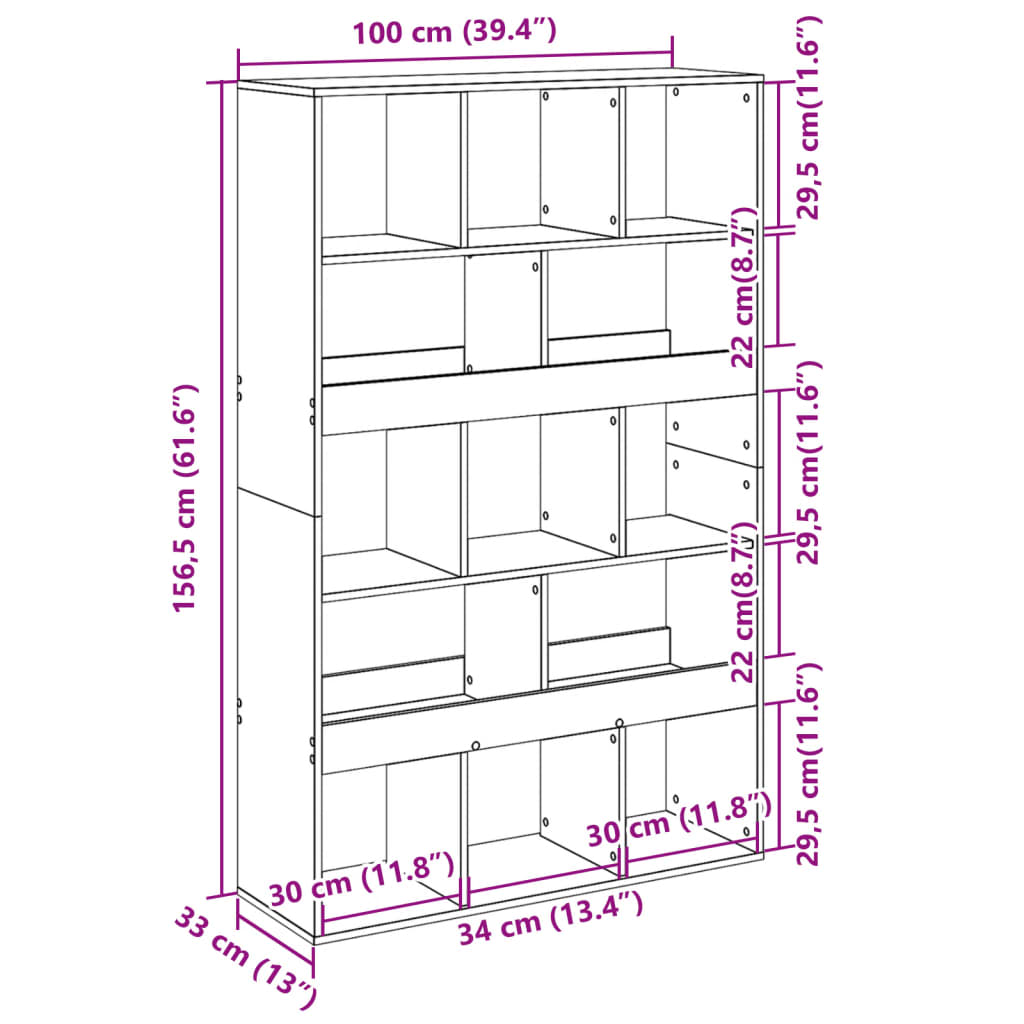 Bookcase Sonoma Oak 100x33x156.5 cm Engineered Wood