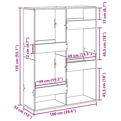 Bookcase Brown Oak 100x33x135 cm Engineered Wood