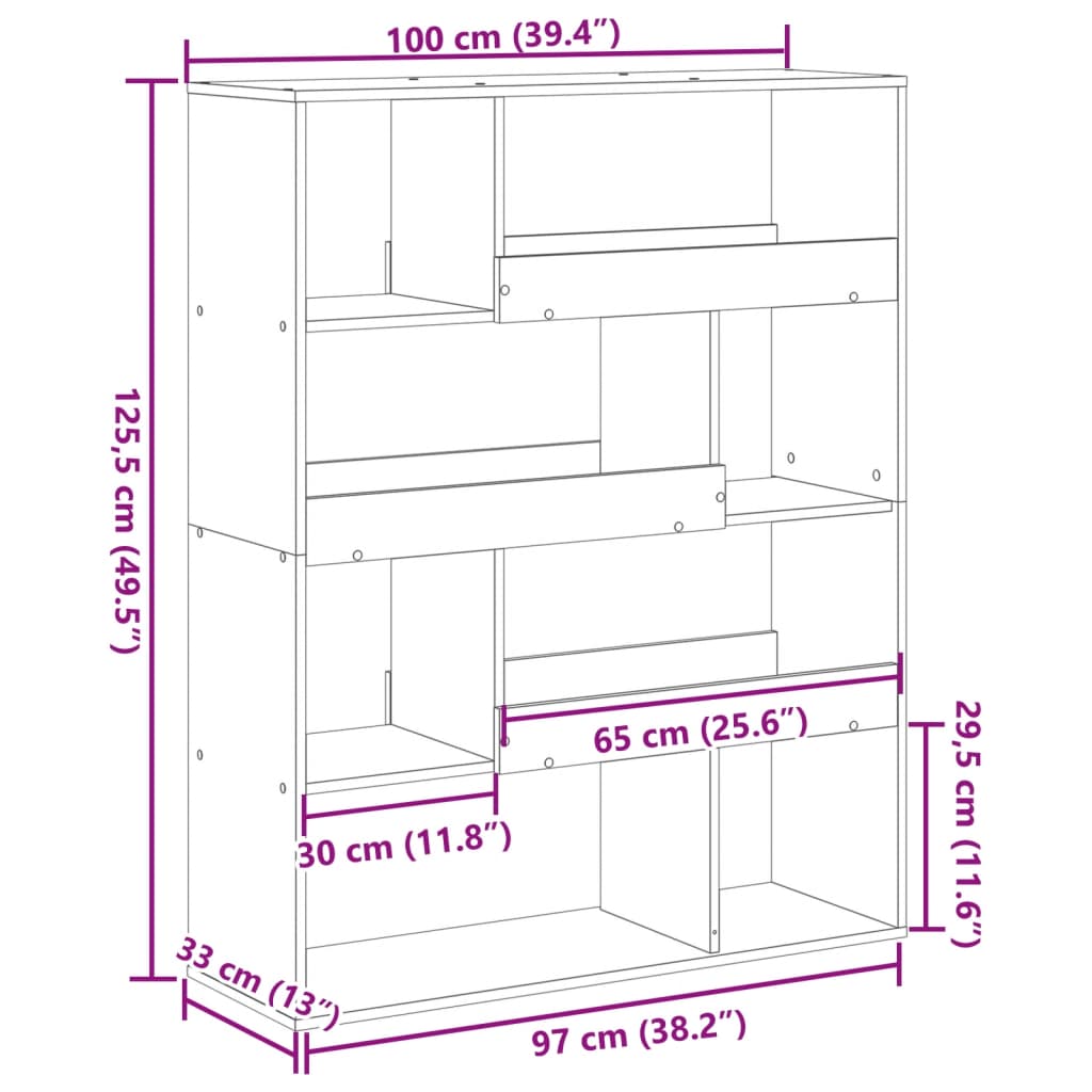 Room Divider Sonoma Oak 100x33x125.5 cm Engineered Wood