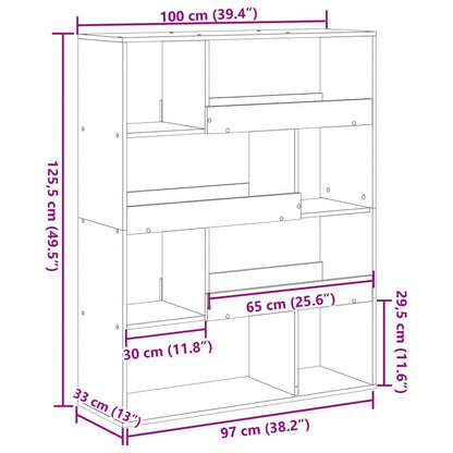 Room Divider Sonoma Oak 100x33x125.5 cm Engineered Wood