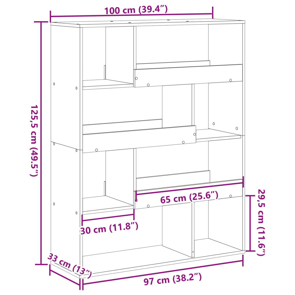 Room Divider Brown Oak 100x33x125.5 cm Engineered Wood