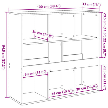 Room Divider Brown Oak 100x33x94.5 cm Engineered Wood