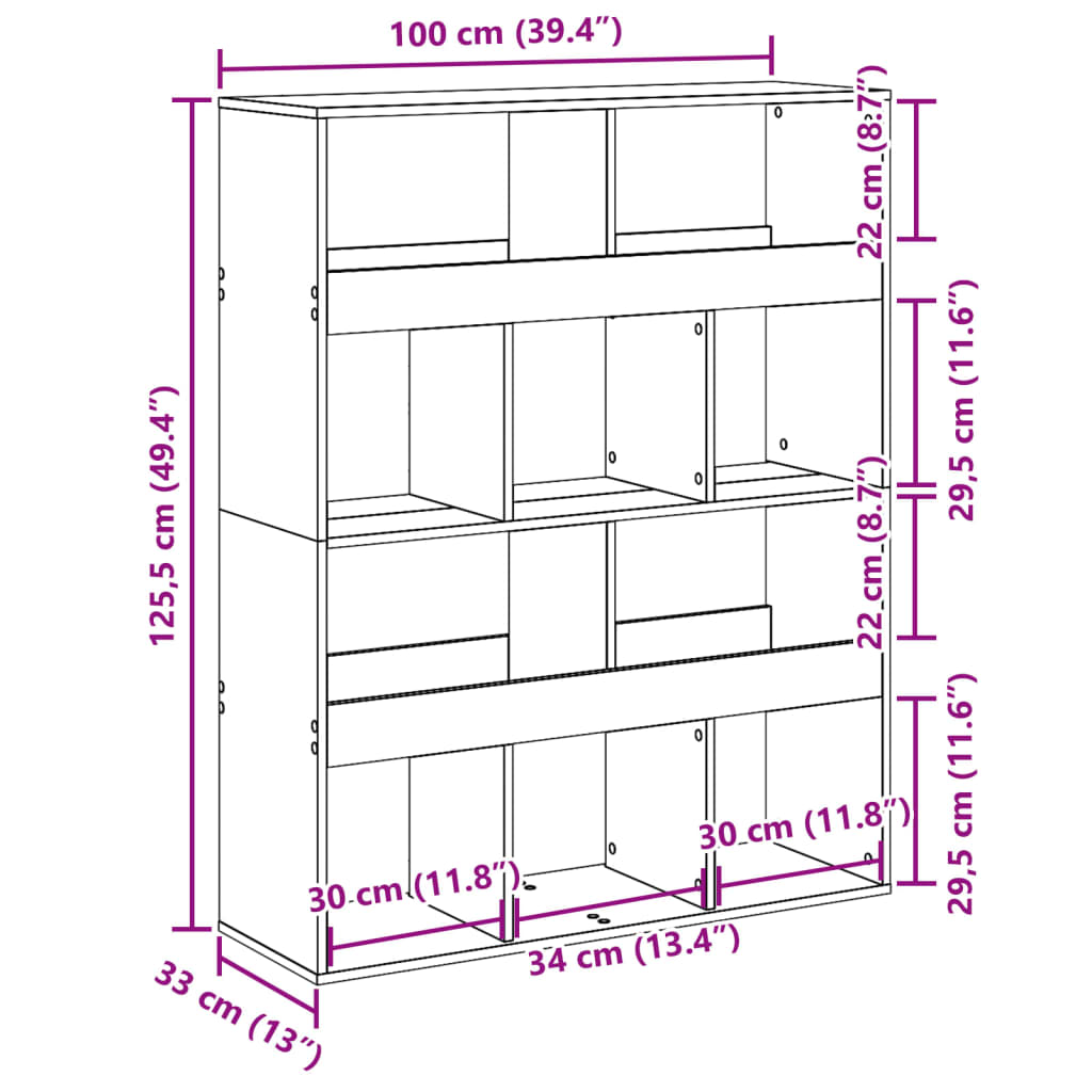 Room Divider Brown Oak 100x33x125.5 cm Engineered Wood