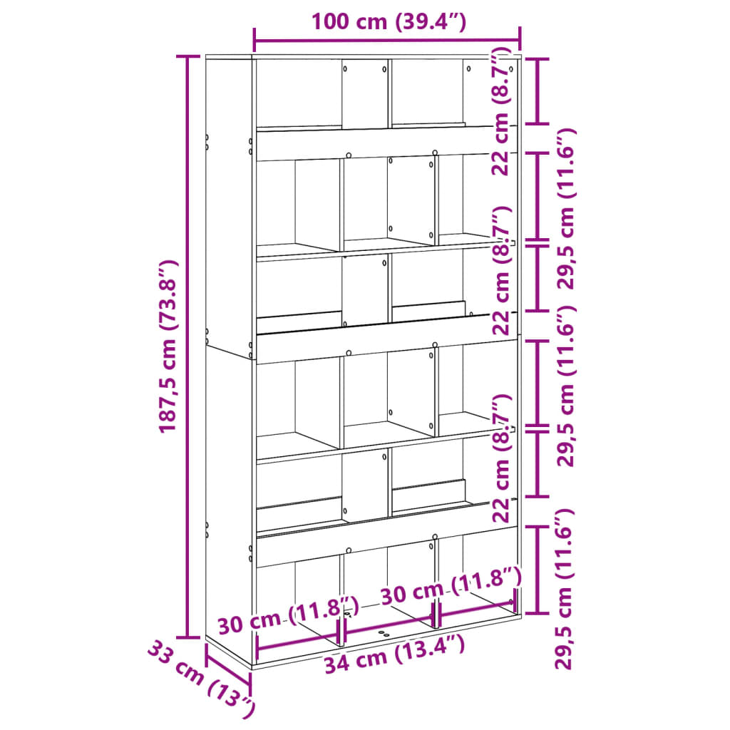 Room Divider Sonoma Oak 100x33x187.5 cm Engineered Wood