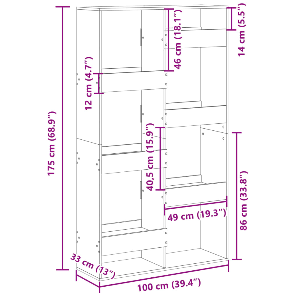 Room Divider Sonoma Oak 100x33x175 cm Engineered Wood