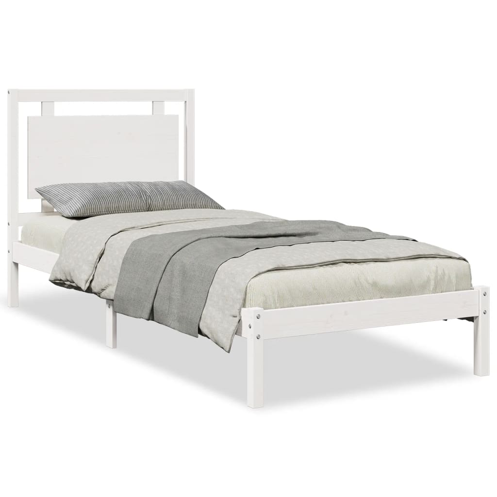 Extra Long Bed Frame without Mattress White 100x210 cm Solid Wood