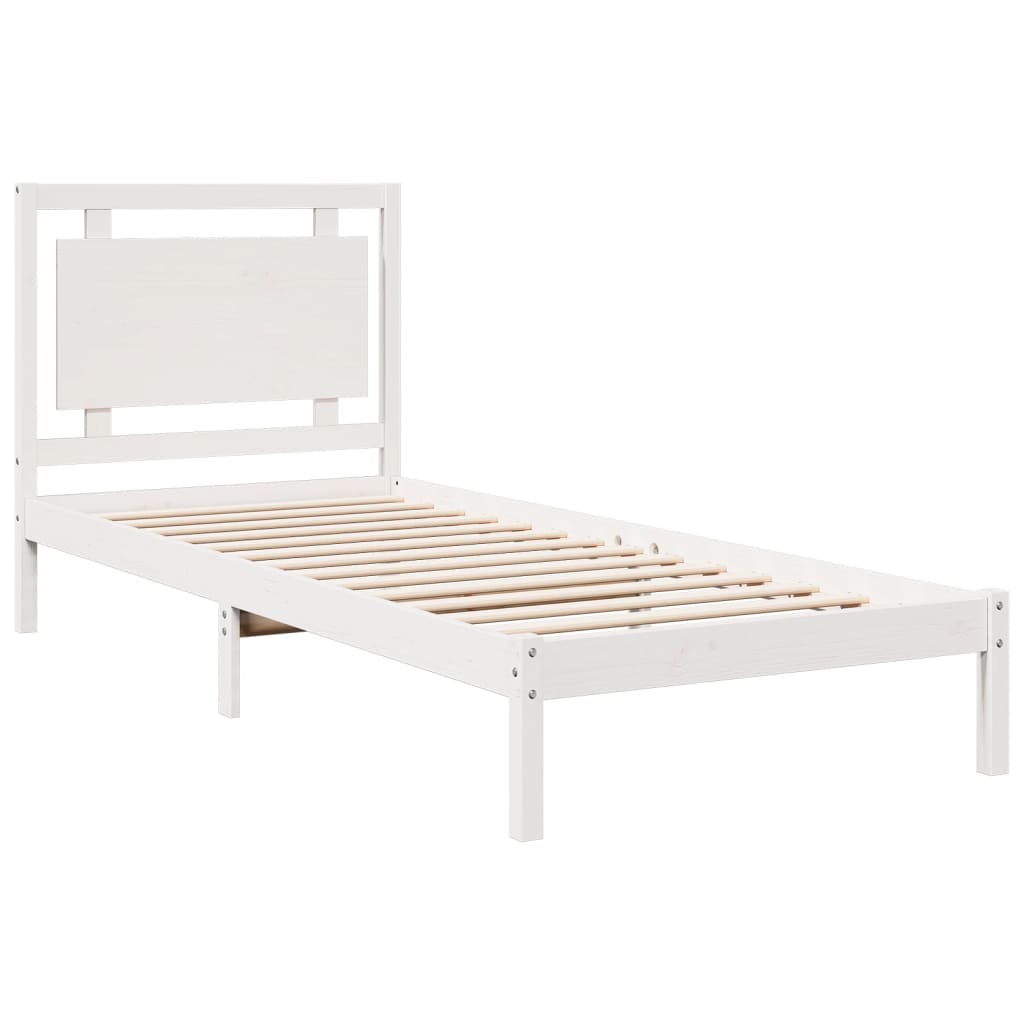 Extra Long Bed Frame without Mattress White 100x210 cm Solid Wood