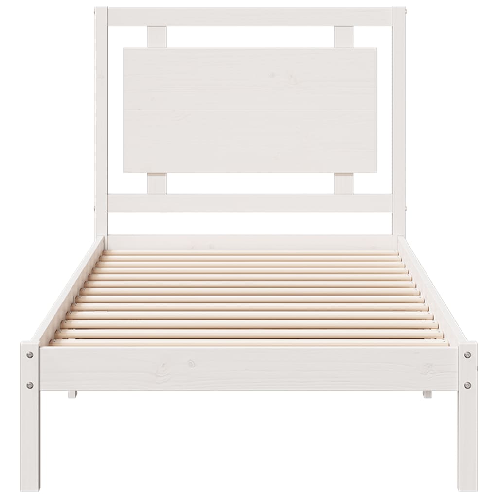 Extra Long Bed Frame without Mattress White 100x210 cm Solid Wood