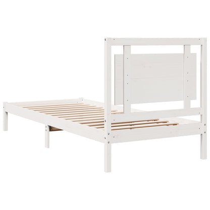 Extra Long Bed Frame without Mattress White 100x210 cm Solid Wood