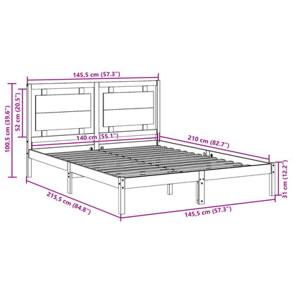 Extra Long Bed Frame without Mattress 140x210 cm Solid Wood