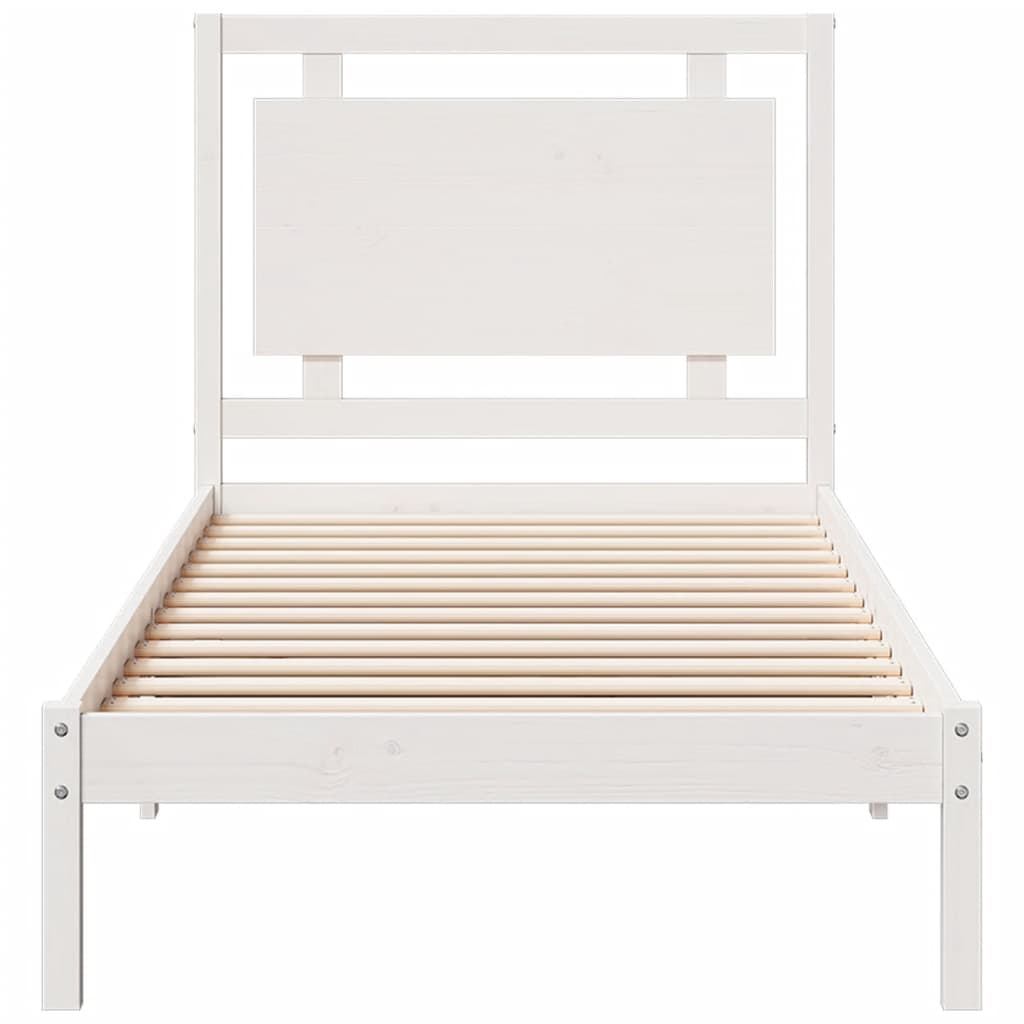 Extra Long Bed Frame without Mattress White 100x220 cm Solid Wood