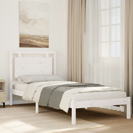 Extra Long Bed Frame without Mattress White 100x220 cm Solid Wood