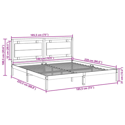 Extra Long Bed Frame without Mattress 180x220 cm Solid Wood