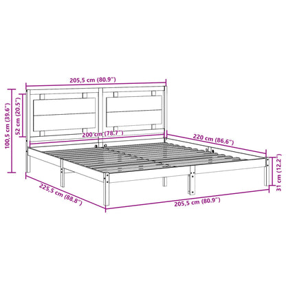 Extra Long Bed Frame without Mattress 200x220 cm Solid Wood