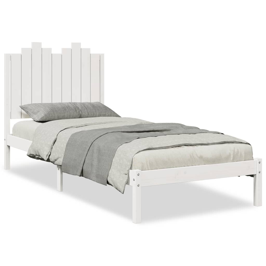 Extra Long Bed Frame without Mattress White 100x210 cm Solid Wood