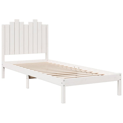 Extra Long Bed Frame without Mattress White 100x210 cm Solid Wood