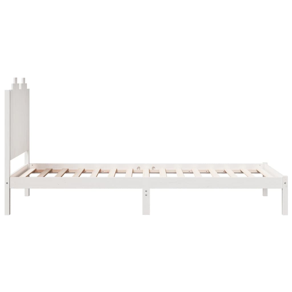 Extra Long Bed Frame without Mattress White 100x210 cm Solid Wood