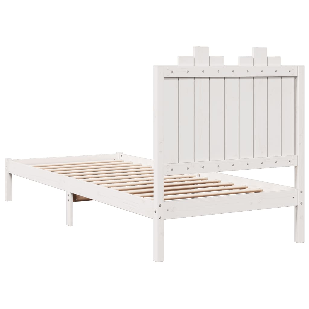 Extra Long Bed Frame without Mattress White 100x210 cm Solid Wood