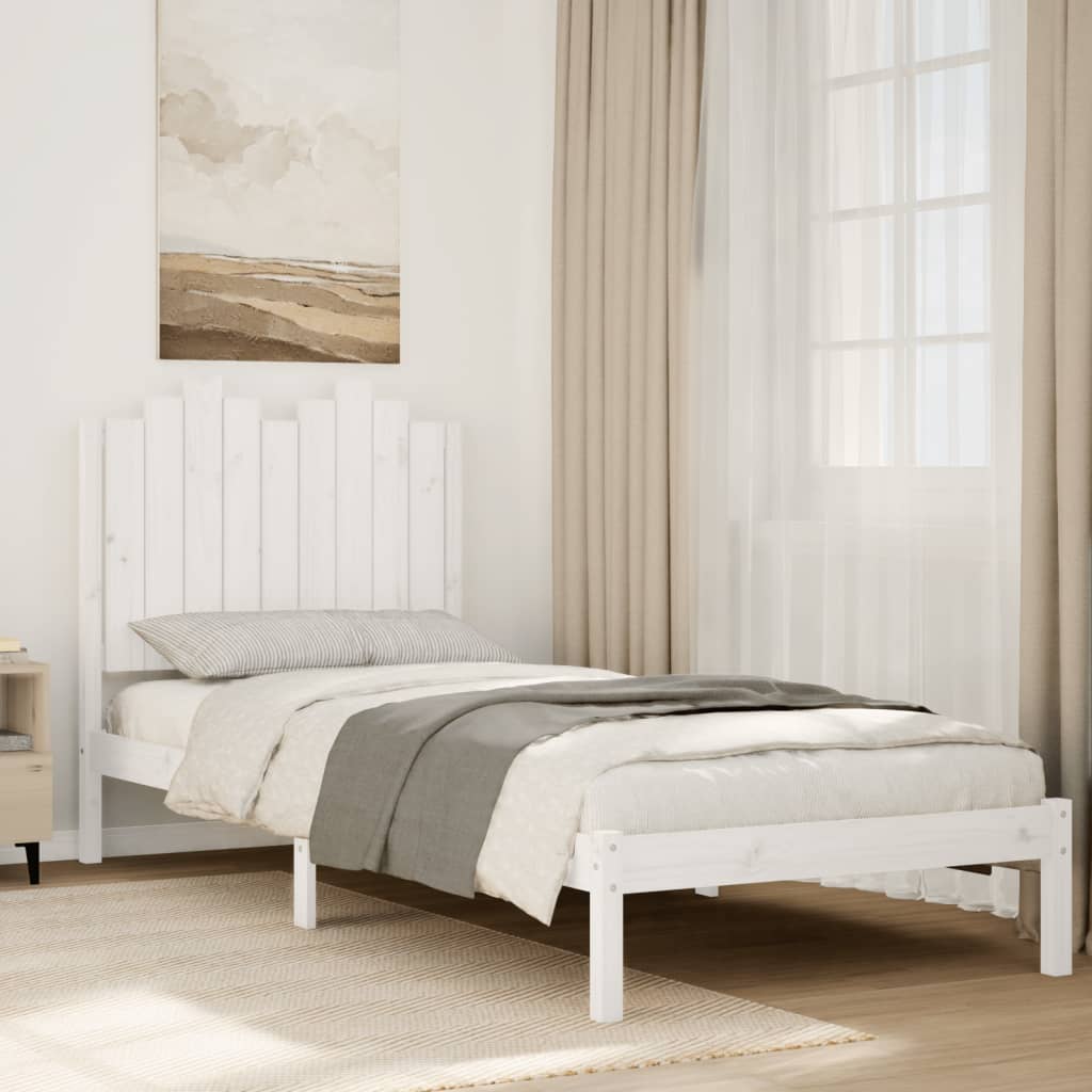 Extra Long Bed Frame without Mattress White 100x210 cm Solid Wood