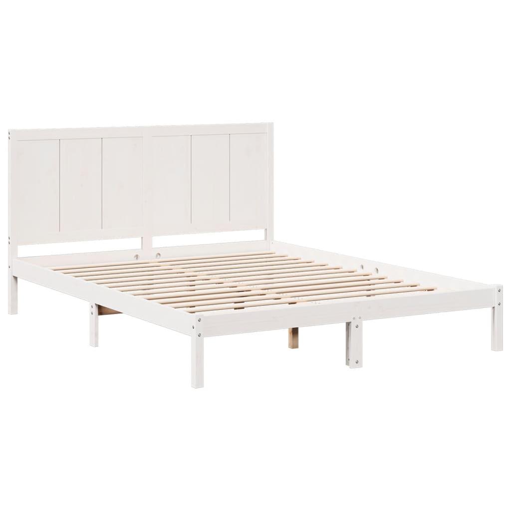 Extra Long Bed Frame without Mattress White 180x210 cm Solid Wood