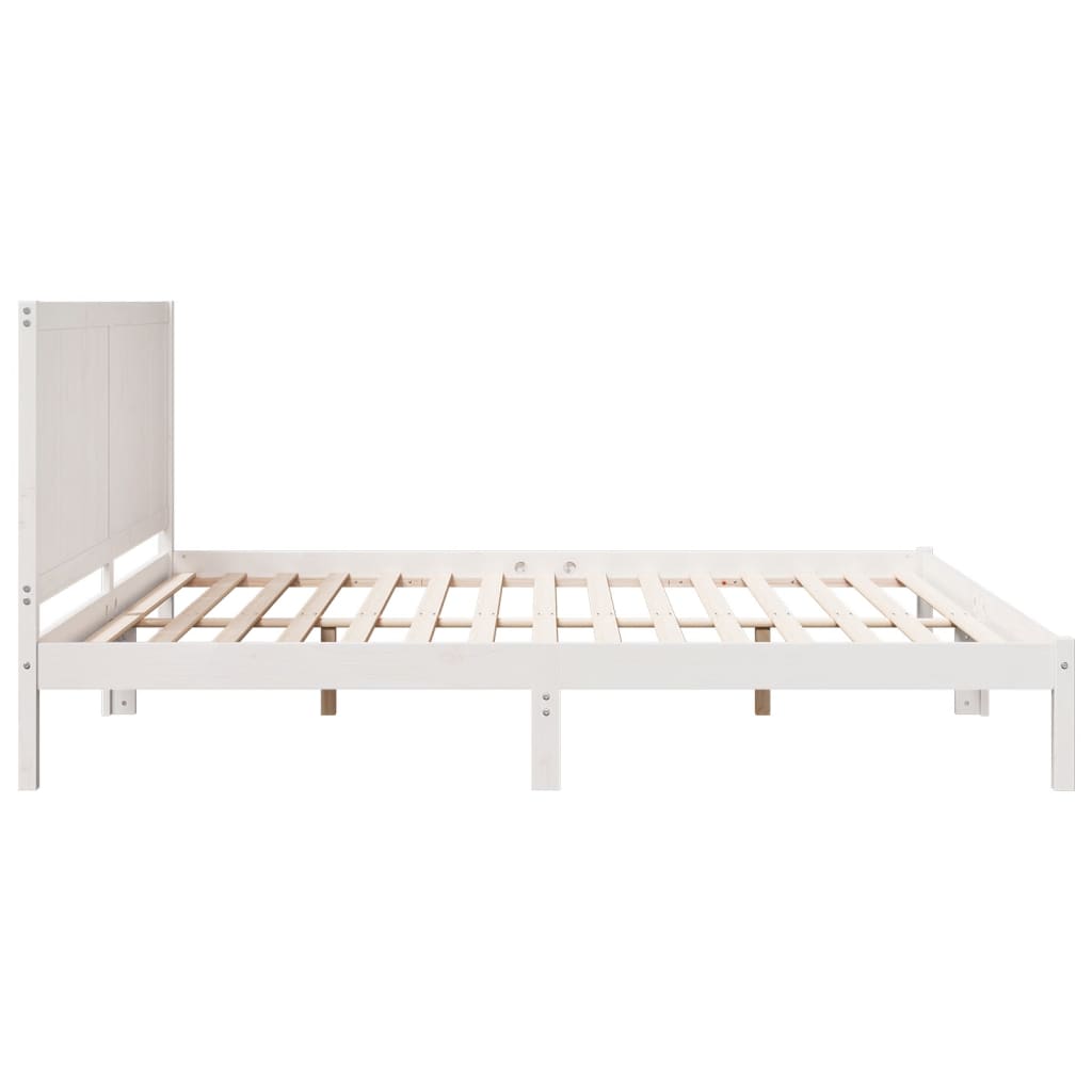 Extra Long Bed Frame without Mattress White 180x210 cm Solid Wood