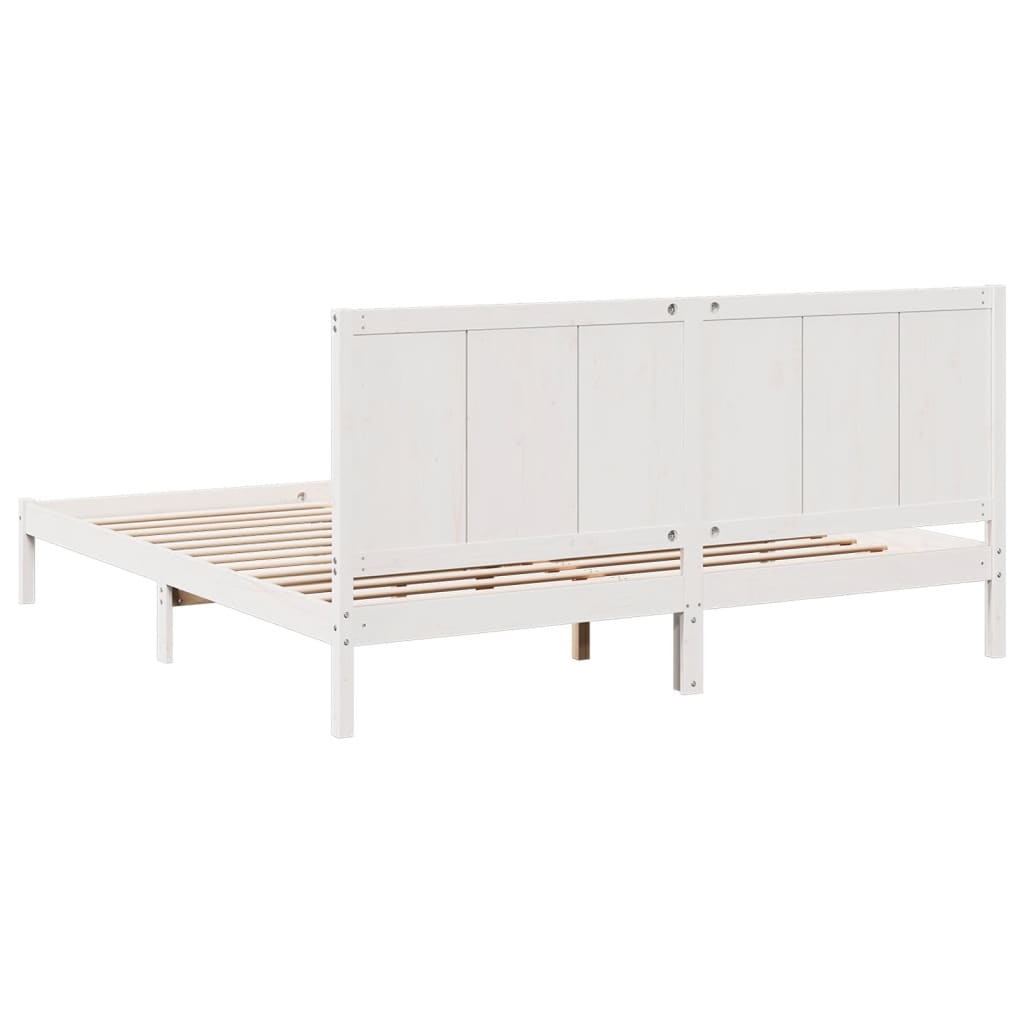 Extra Long Bed Frame without Mattress White 180x210 cm Solid Wood