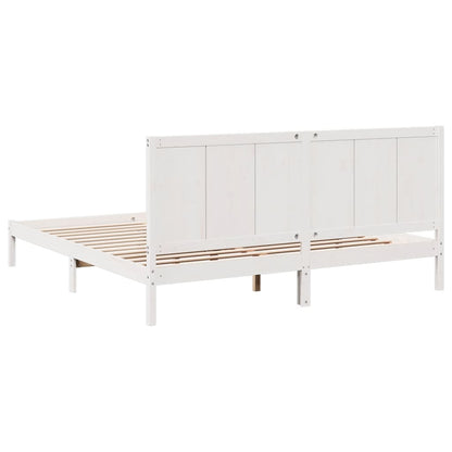 Extra Long Bed Frame without Mattress White 180x210 cm Solid Wood