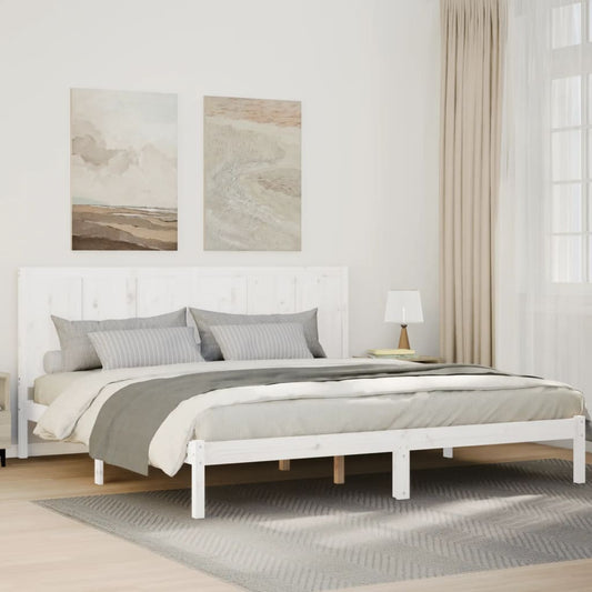 Extra Long Bed Frame without Mattress White 180x210 cm Solid Wood