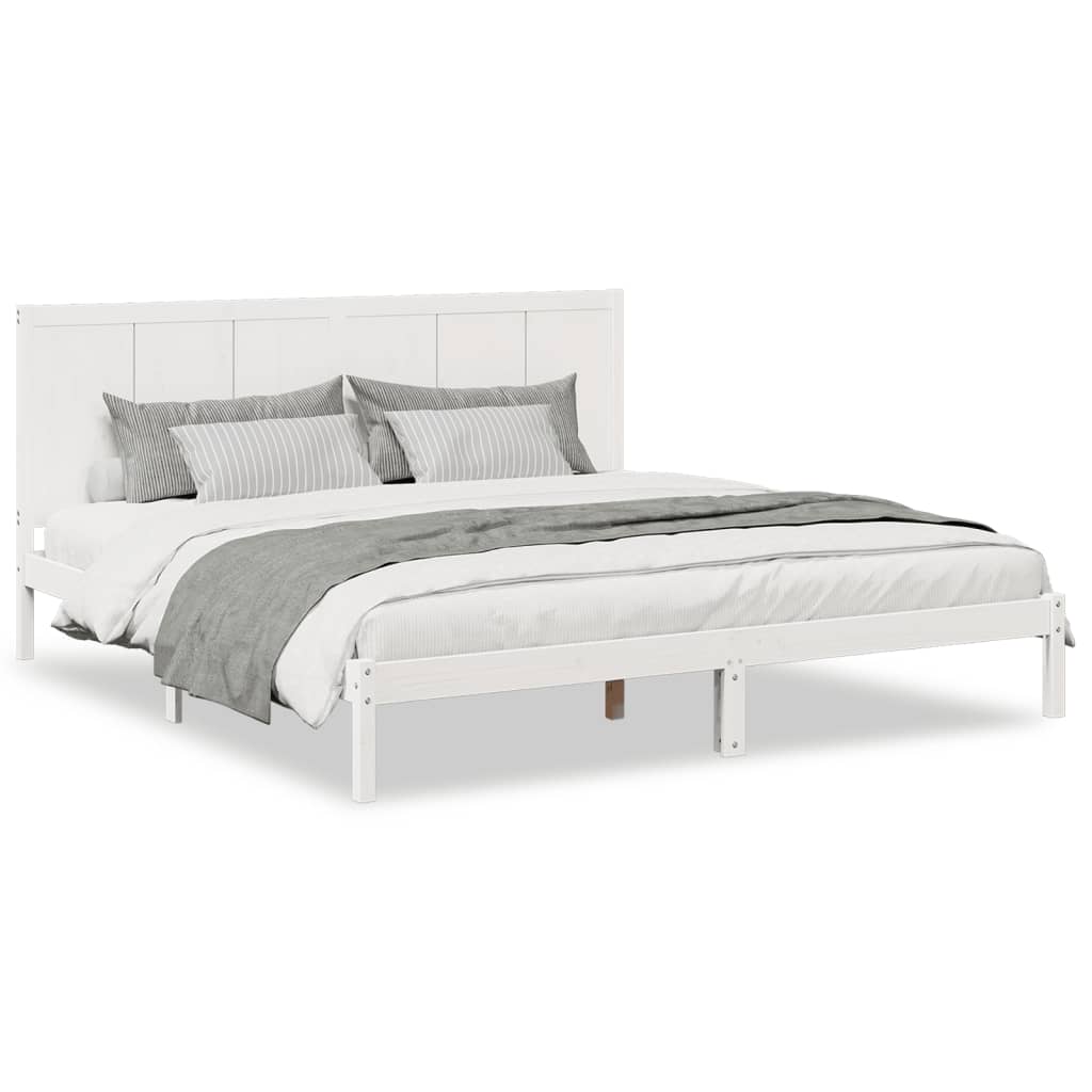 Extra Long Bed Frame without Mattress White 180x220 cm Solid Wood