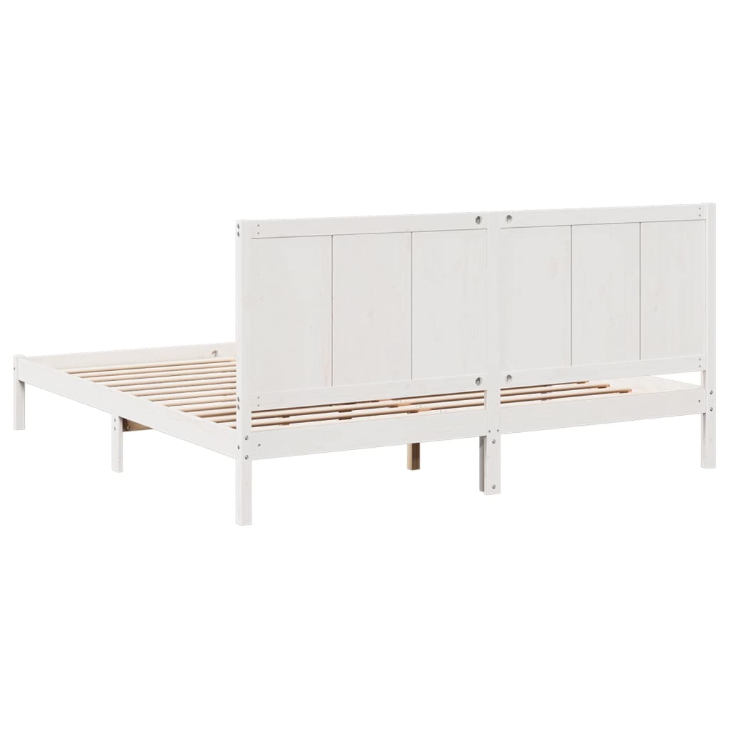 Extra Long Bed Frame without Mattress White 180x220 cm Solid Wood