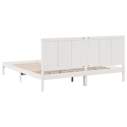 Extra Long Bed Frame without Mattress White 180x220 cm Solid Wood